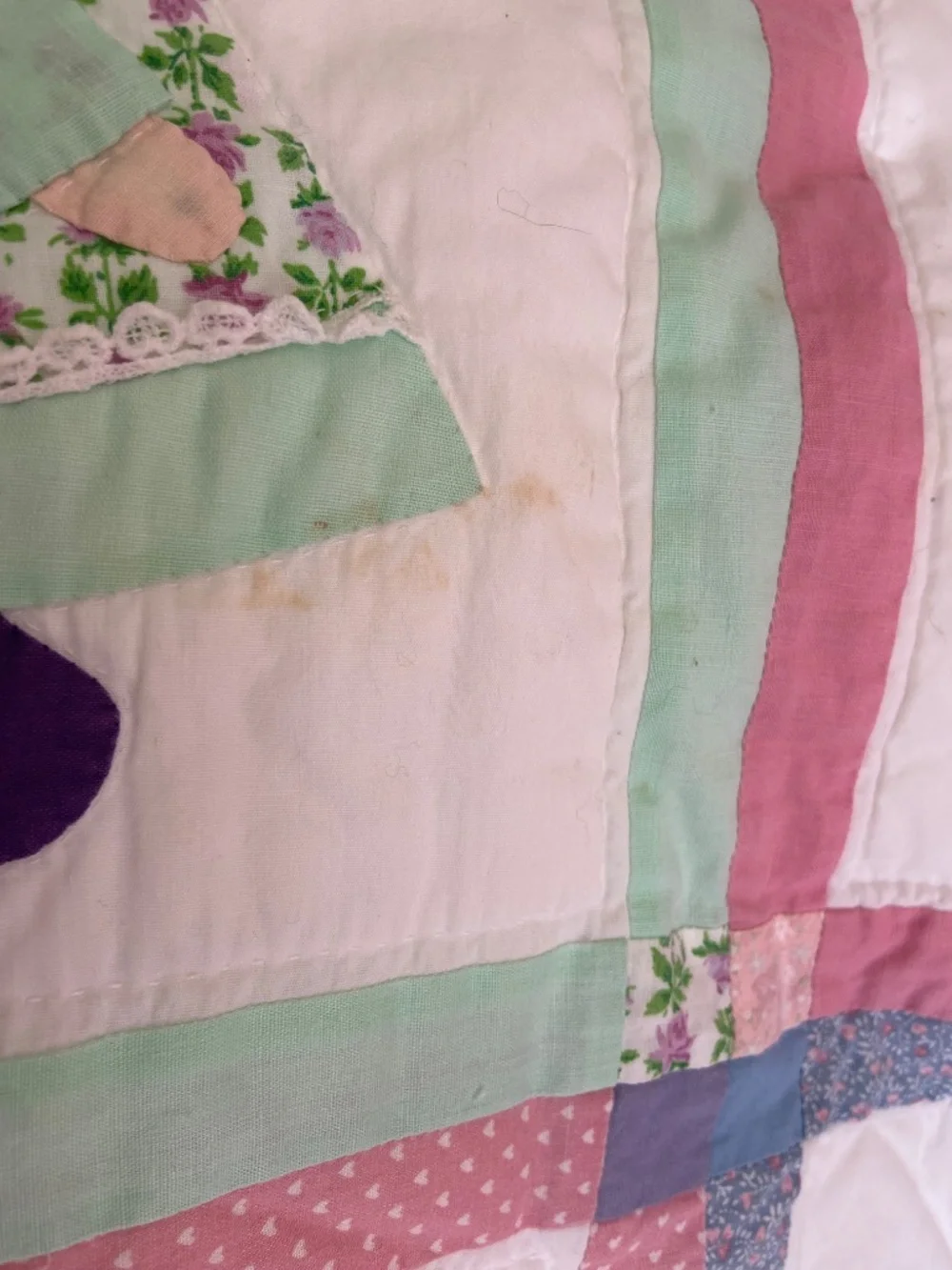 Vintage Sunbonnet Sue Cottagecore Handmade Quilted Nursery Wall Decor
